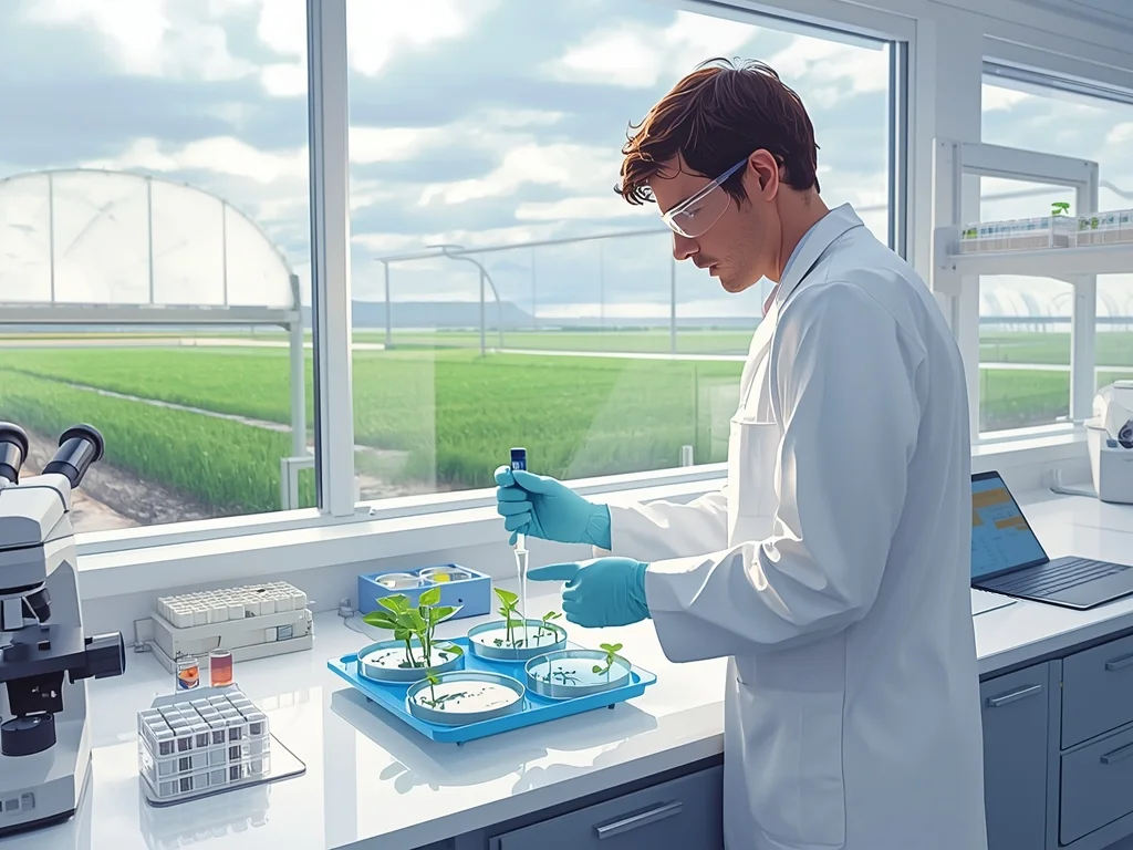 Obrazek poglądowy: Laborant w hodowli roślin