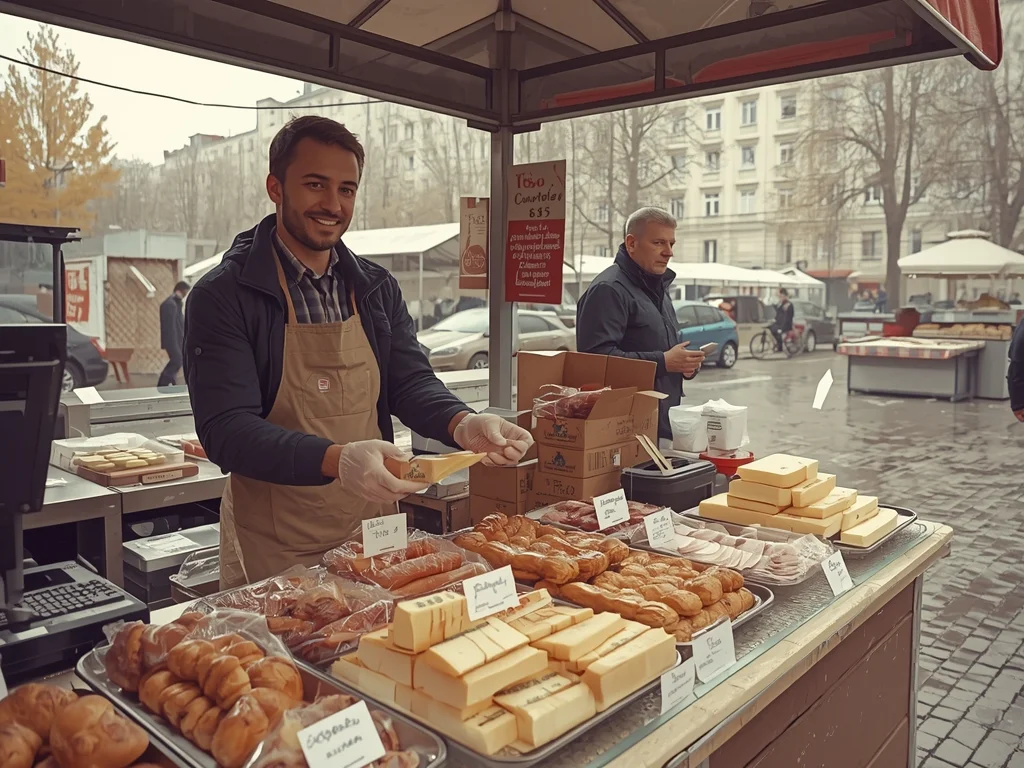 Obrazek poglądowy: Uliczny sprzedawca żywności o krótkim terminie przydatności do spożycia
