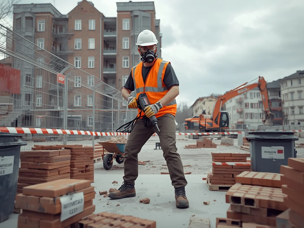 Obrazek poglądowy: Robotnik rozbiórki budowli