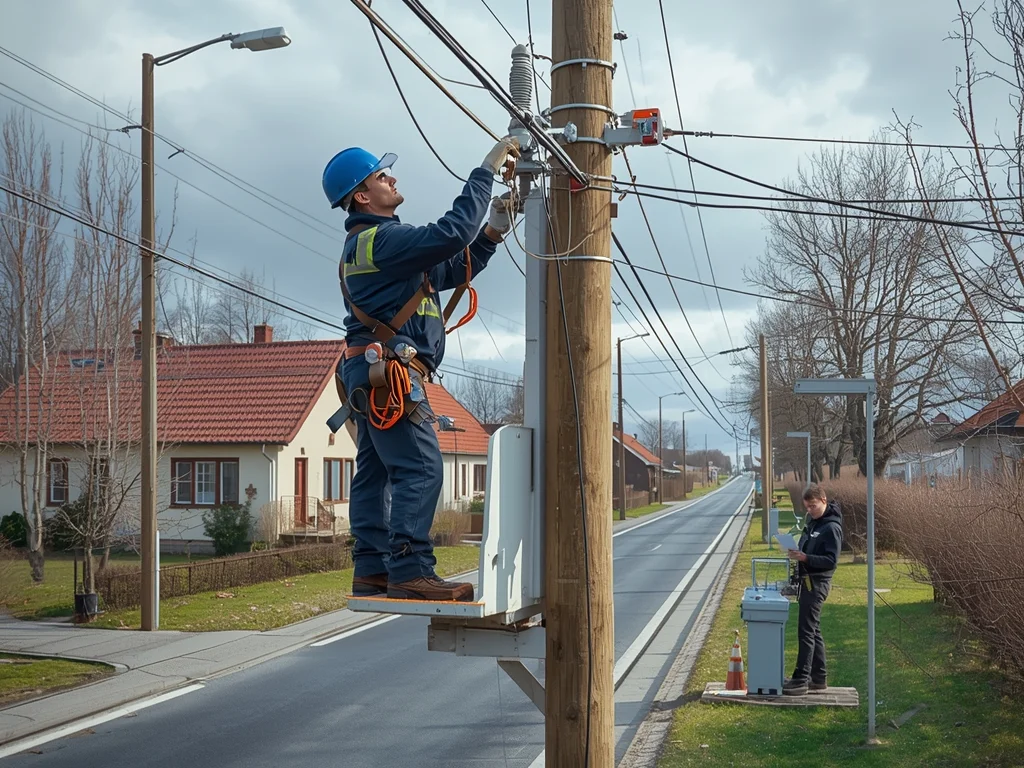 Obrazek poglądowy: Elektromonter napowietrznych linii niskich i średnich napięć