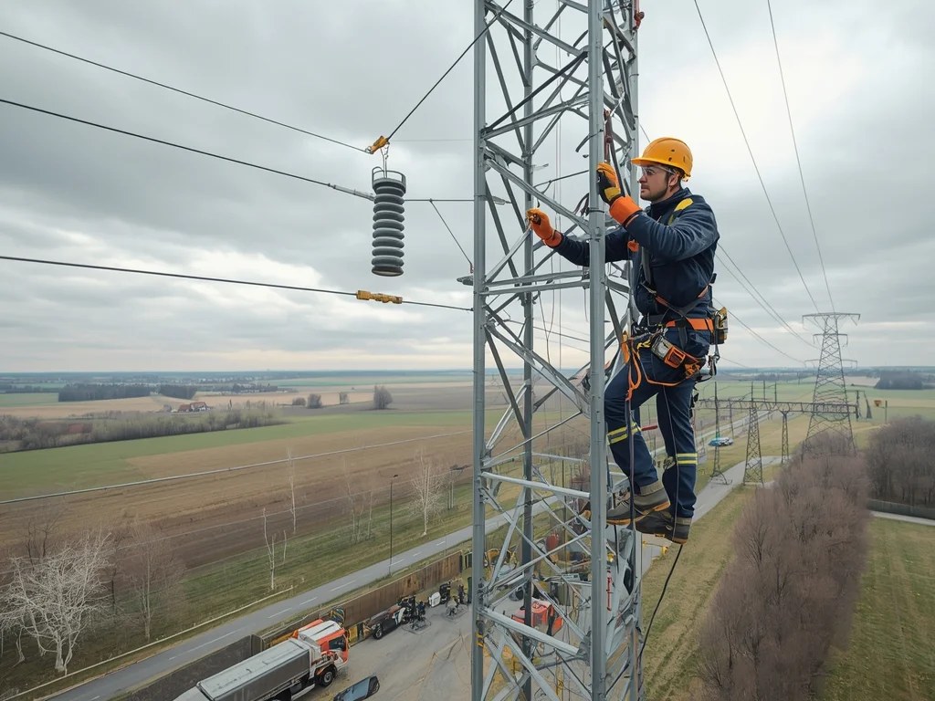 Obrazek poglądowy: Elektromonter napowietrznych linii wysokich i najwyższych napięć