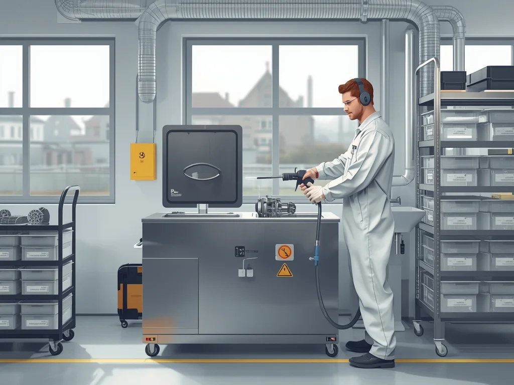 Obrazek poglądowy: Robotnik myjący części i zespoły